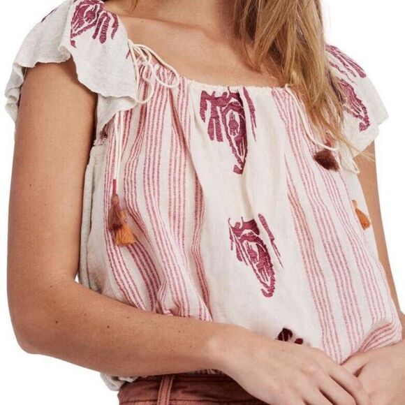 Free People Pukka Tee In Sand Blouse Top Size XSmall EUC - Picture 1 of 8